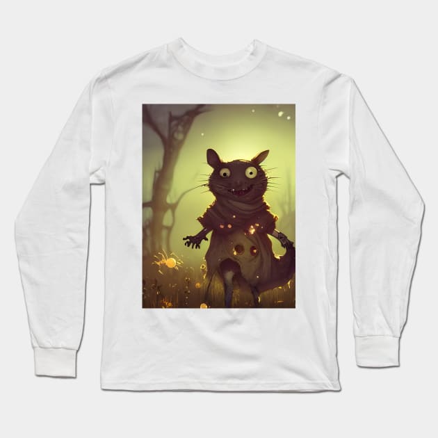 Creepy Little Zombie Cat Long Sleeve T-Shirt by LyndiiLoubie